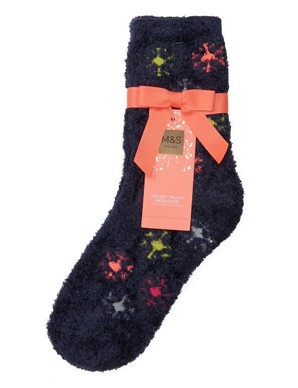 Snowflake Print Cosy Ankle Bed Socks Image 1 of 2