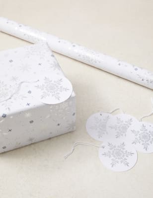 Snowflakes Christmas Wrapping Paper & Gift Tags Pack M&S