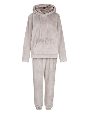 Soft & Cosy Hooded Fleece Pyjamas Image 2 of 4