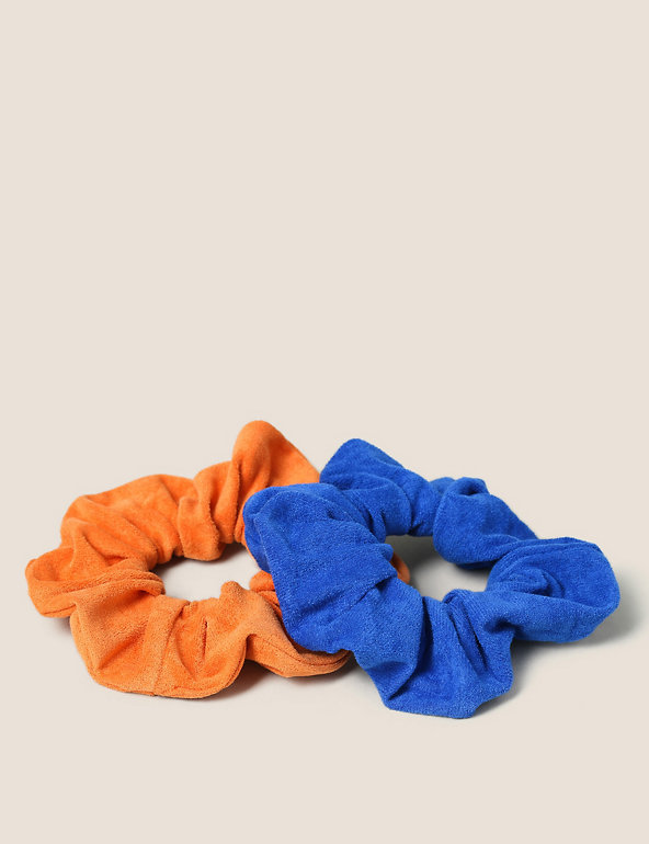 ORANGE AND SILVER SCRUNCHIE 1 X PACK OF 2 
