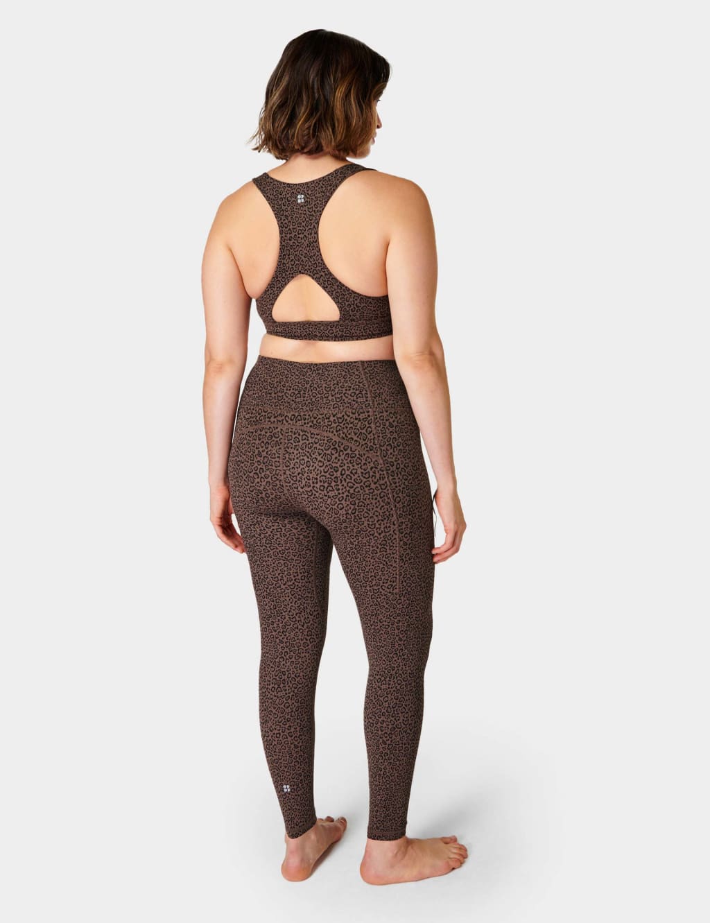 Brown Sunflower Print Sports Bra
