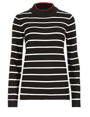 Soft Touch Funnel Neck Striped Jumper Image 2 of 4