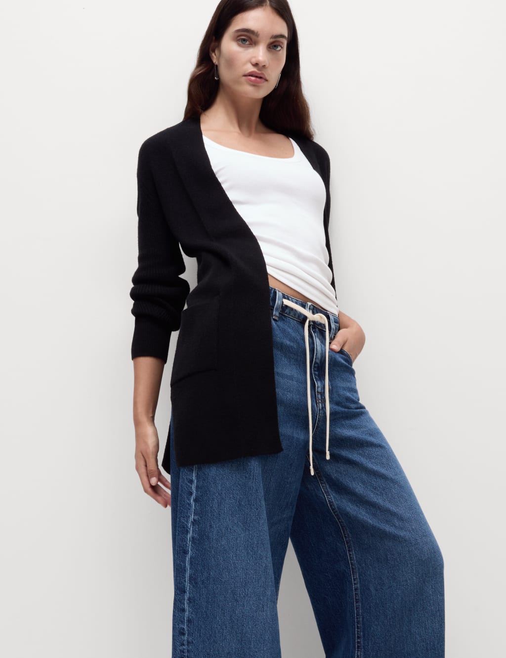 Black longline deals cardigan