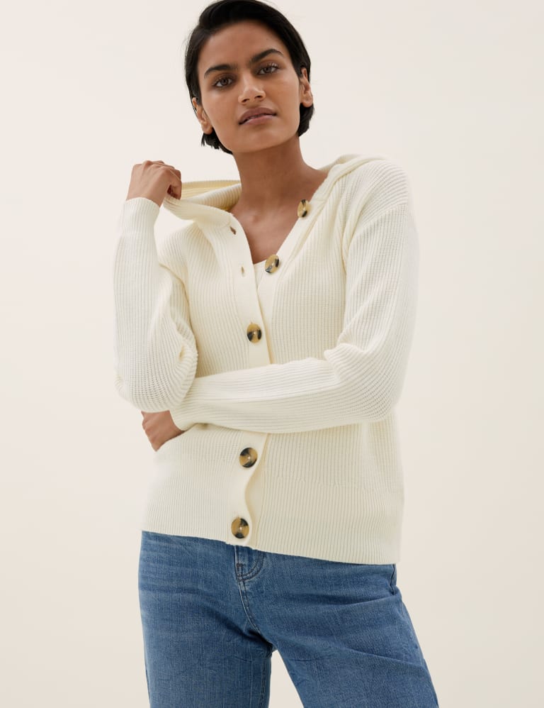 Soft Touch Ribbed Hooded Cardigan