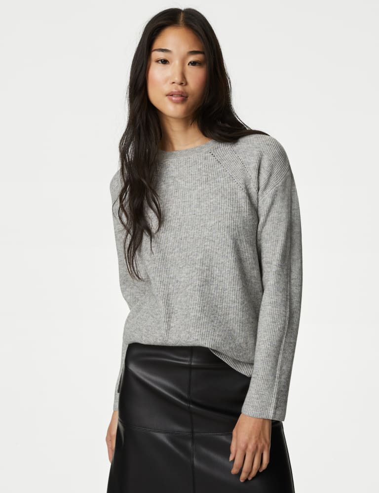 Soft Touch Ribbed Longline Jumper M S Collection M S
