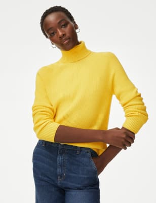 Mustard high neck clearance jumper