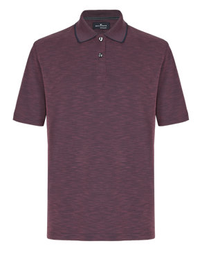 Soft Touch Textured & Striped Polo Shirt with Modal Image 2 of 3