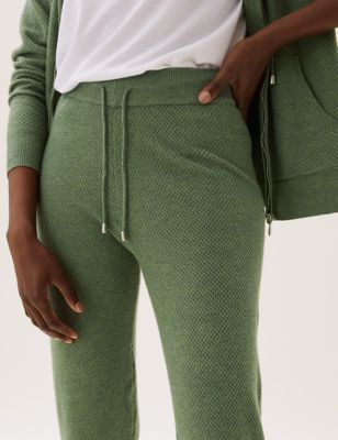 Green Mid Rise Textured Co-ord Joggers