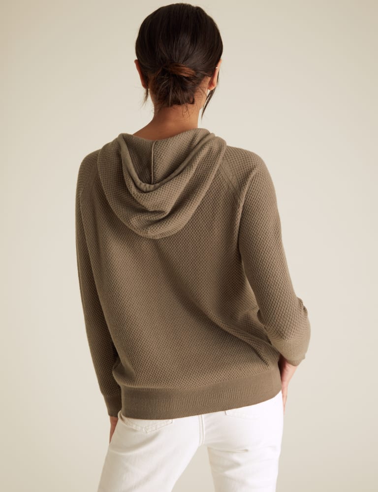 Soft Touch Textured Knitted Hoodie M S Collection M S