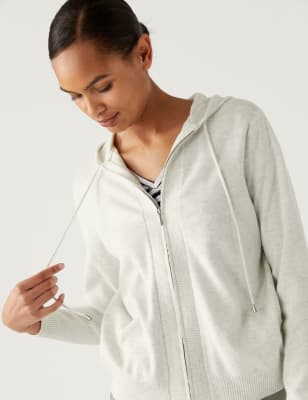 Soft Touch Textured Zip Up Relaxed Hoodie | Mu0026S Collection | Mu0026S