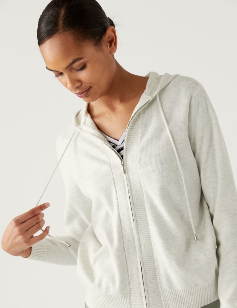 Soft Touch Textured Zip Up Relaxed Hoodie | Mu0026S Collection | Mu0026S