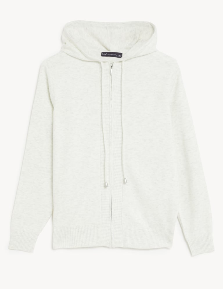 Soft Touch Textured Zip Up Relaxed Hoodie