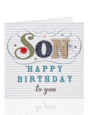 Son Patterned Text Birthday Card Image 1 of 2