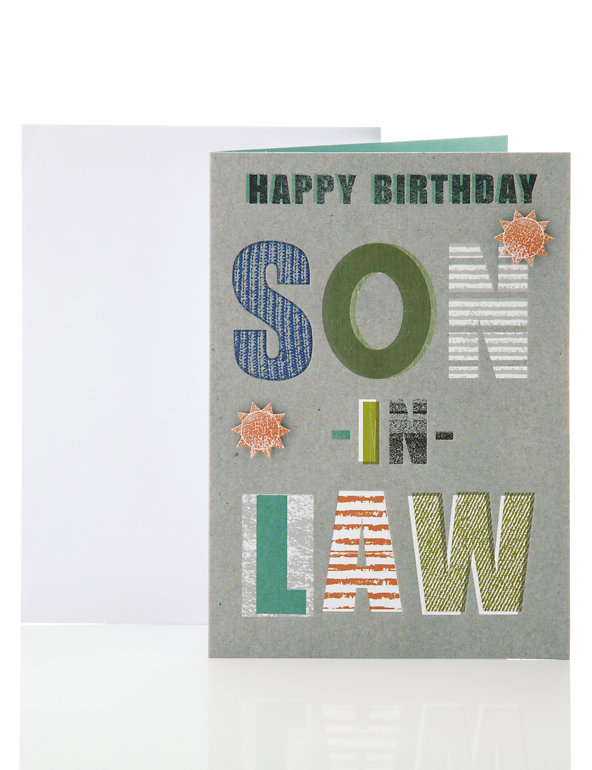 Son-in-Law Grey Text Birthday Card Image 1 of 2