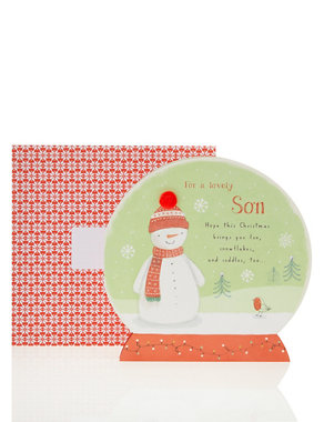 Son's Snowman Snow Globe Christmas Card Image 2 of 4