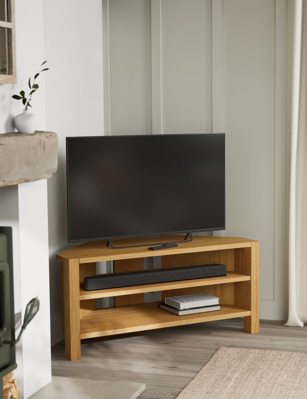 Brown corner shop tv stand