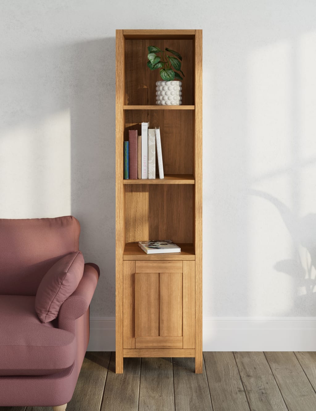 Narrow deals oak bookcase