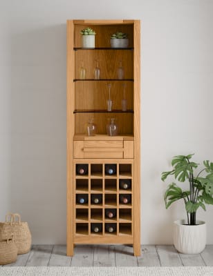 Oak wine rack discount cabinet