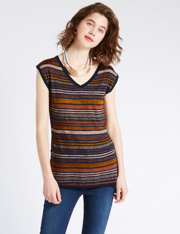 Space-Dye Striped Jumper with Linen 1 of 3