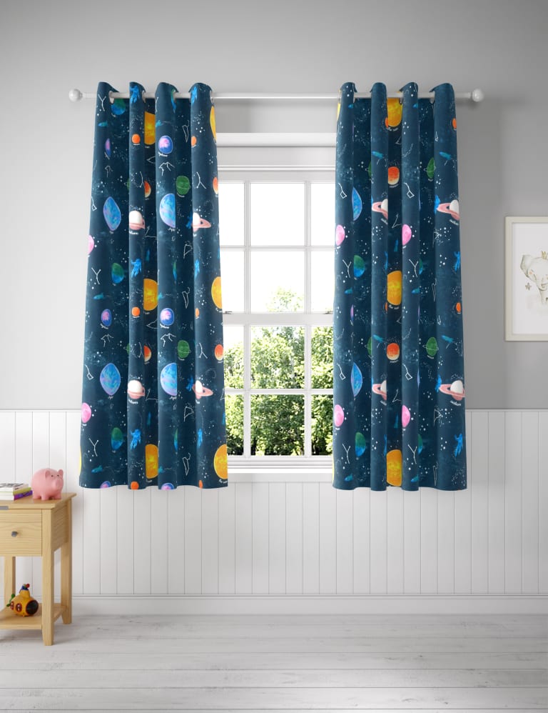 Space Eyelet Blackout Kids Curtains