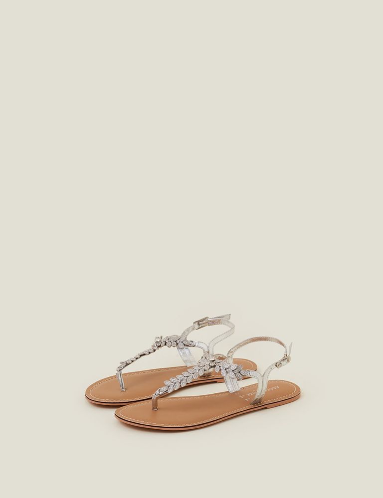 Sparkle Ankle Strap Flat Toe Thong Sandals 2 of 3
