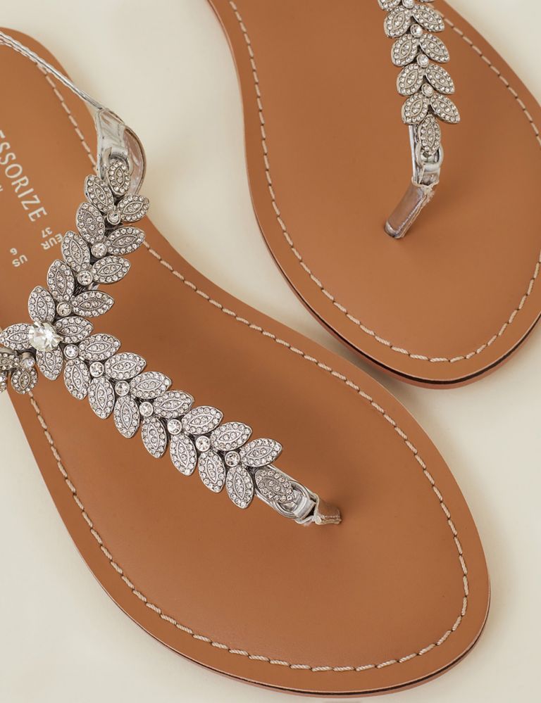 Sparkle Ankle Strap Flat Toe Thong Sandals 3 of 3