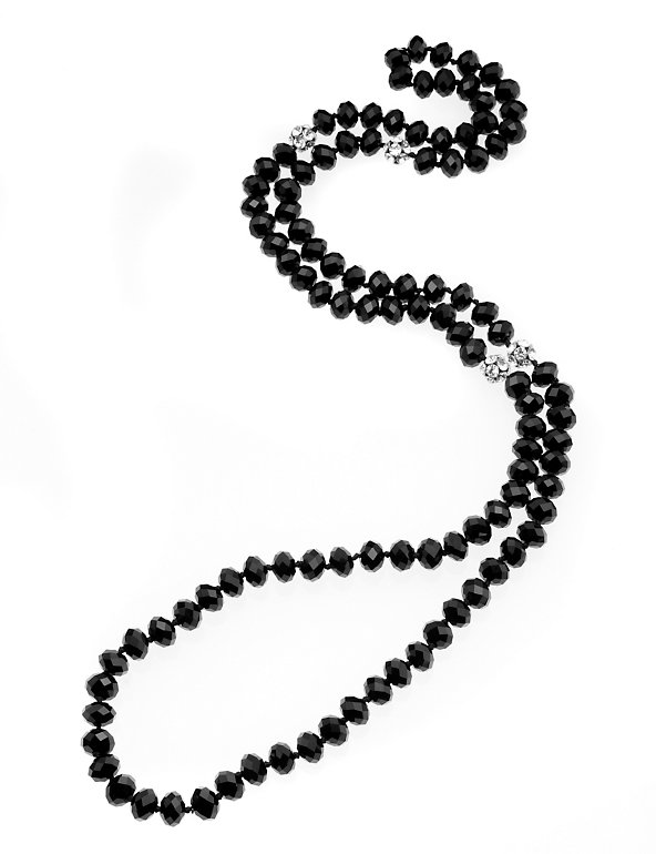 Sparkle Glass Bead & Diamanté Long Necklace Image 1 of 1