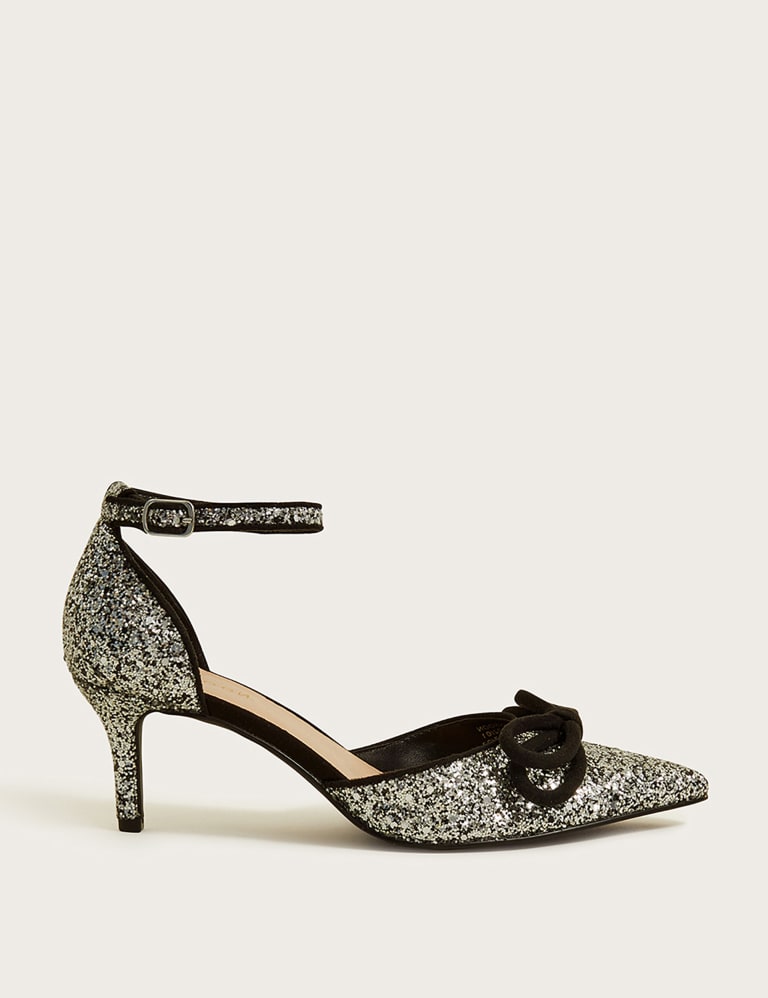 Silver kitten heel court shoes hotsell