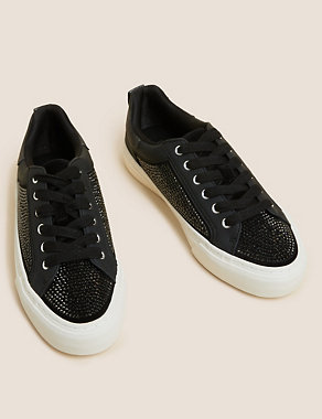 Sparkle Lace Up Trainers Image 2 of 3