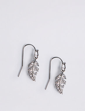 Sparkle Leaf Drop Earrings Image 2 of 3