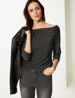 bardot sparkly top