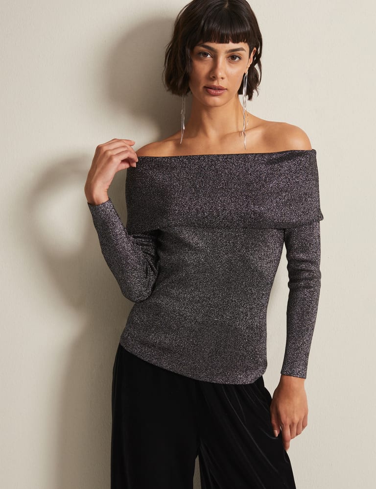 Knitted bardot sales top