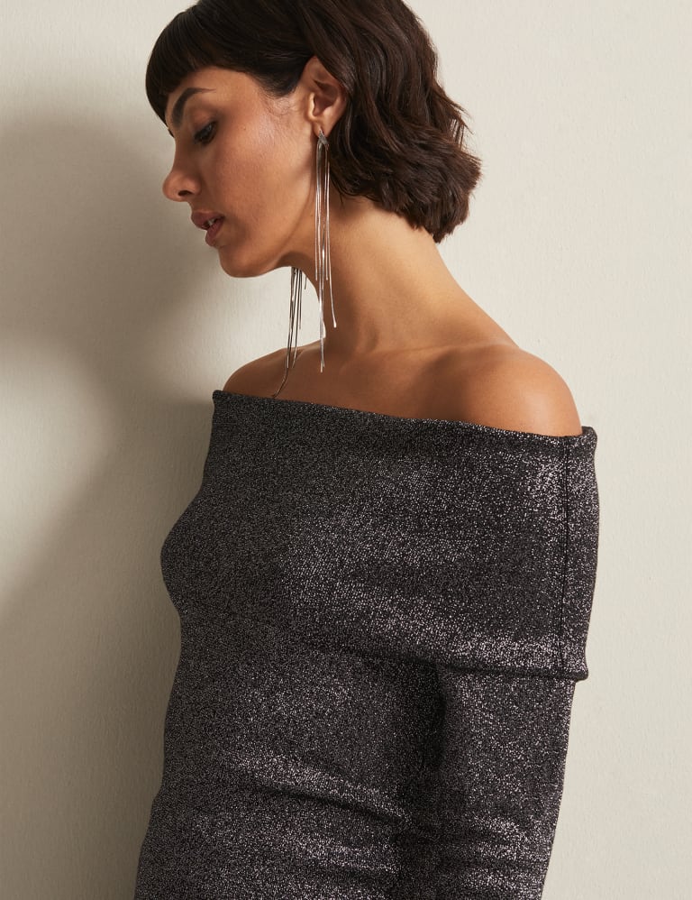 Sparkly top bardot top