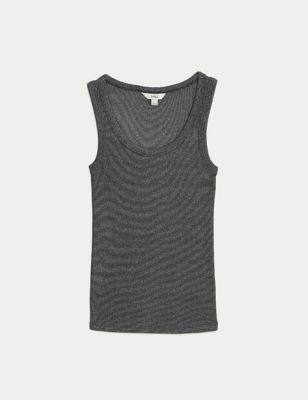 Sparkly Cotton Rich Ribbed Vest Image 2 of 6