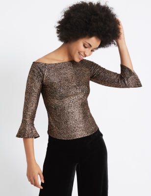 bardot sparkly top