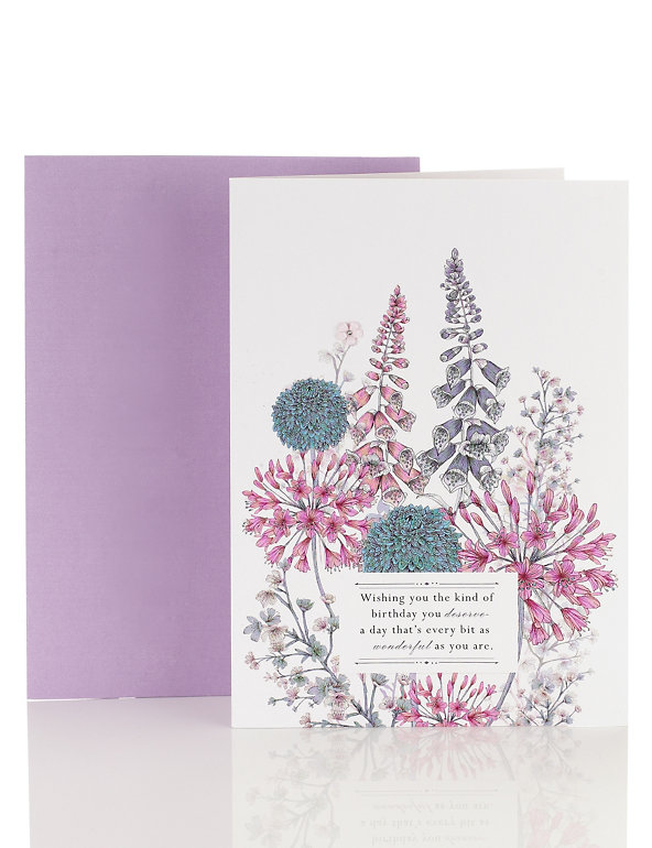 Sparkly Floral Birthday Card Image 1 of 2