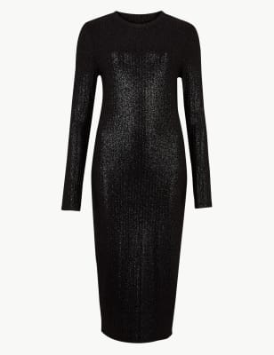 sparkly long sleeve midi dress