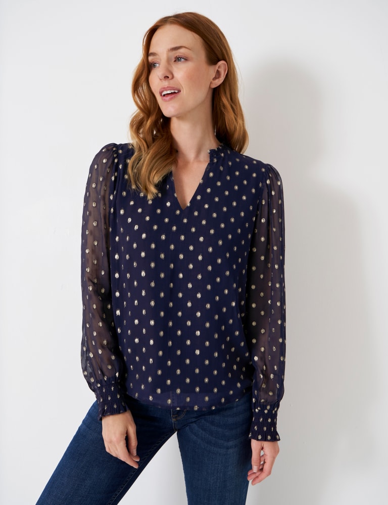 Buy Sparkly Polka Dot V-Neck Blouse | Crew Clothing | M&S