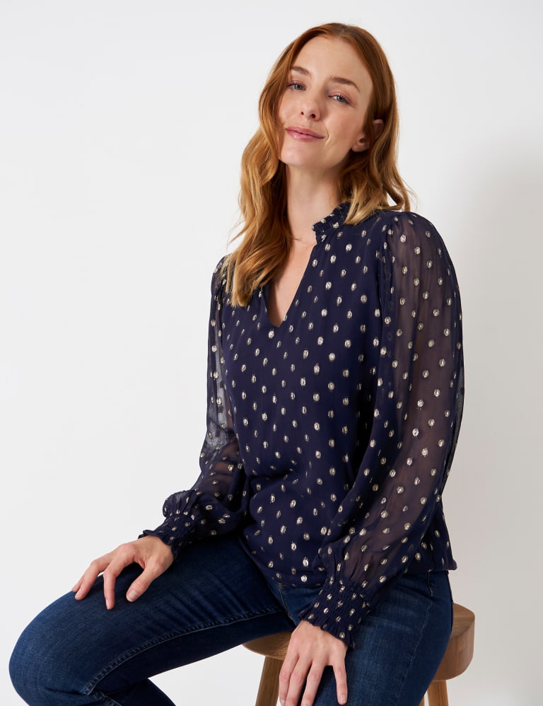 Sparkly Polka Dot V-Neck Blouse 5 of 5