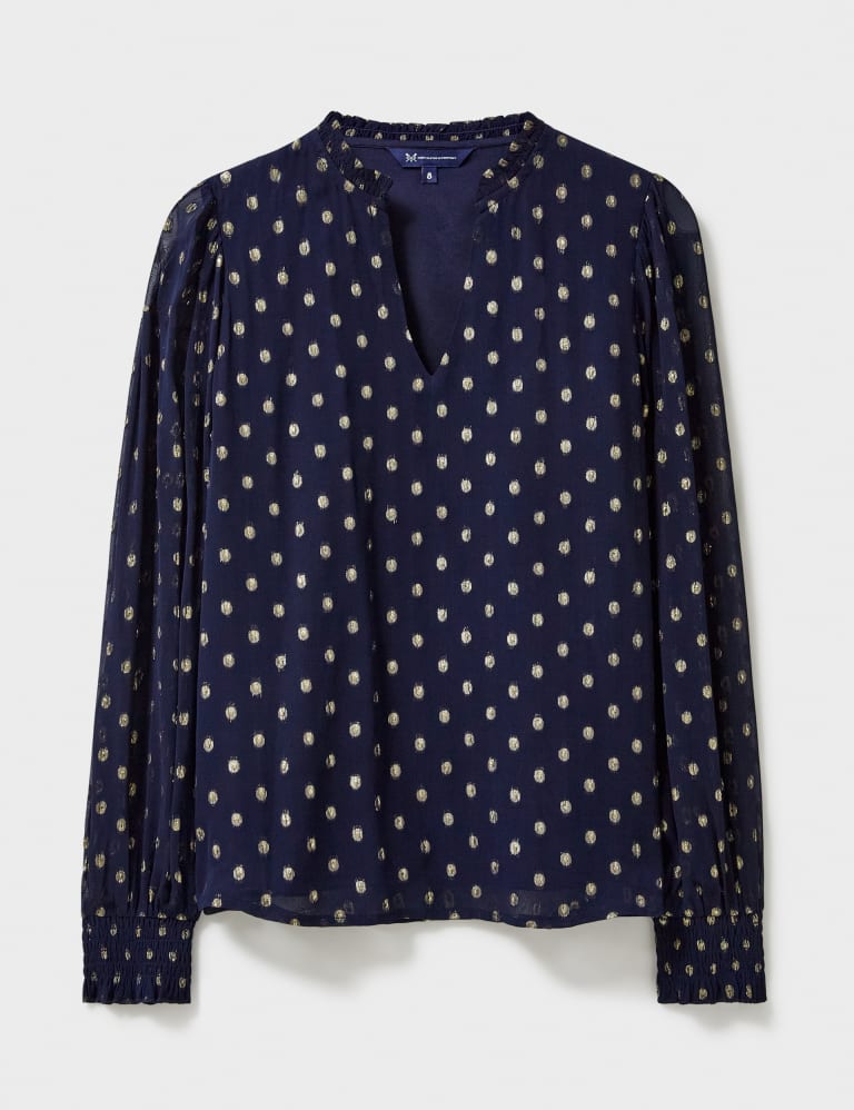 Sparkly Polka Dot V-Neck Blouse 2 of 5