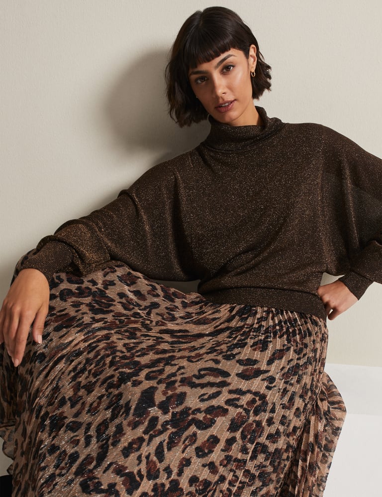 Sparkly Roll Neck Batwing Sleeve Jumper Phase Eight M S