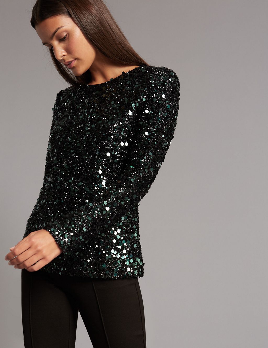 Sparkly Sequin Long Sleeve T-Shirt 2 of 5
