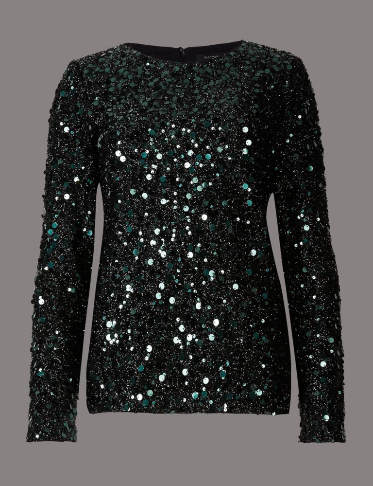 Sparkly Sequin Long Sleeve T-Shirt 2 of 5
