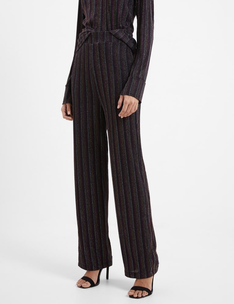 Vertical striped sale frill belted pants