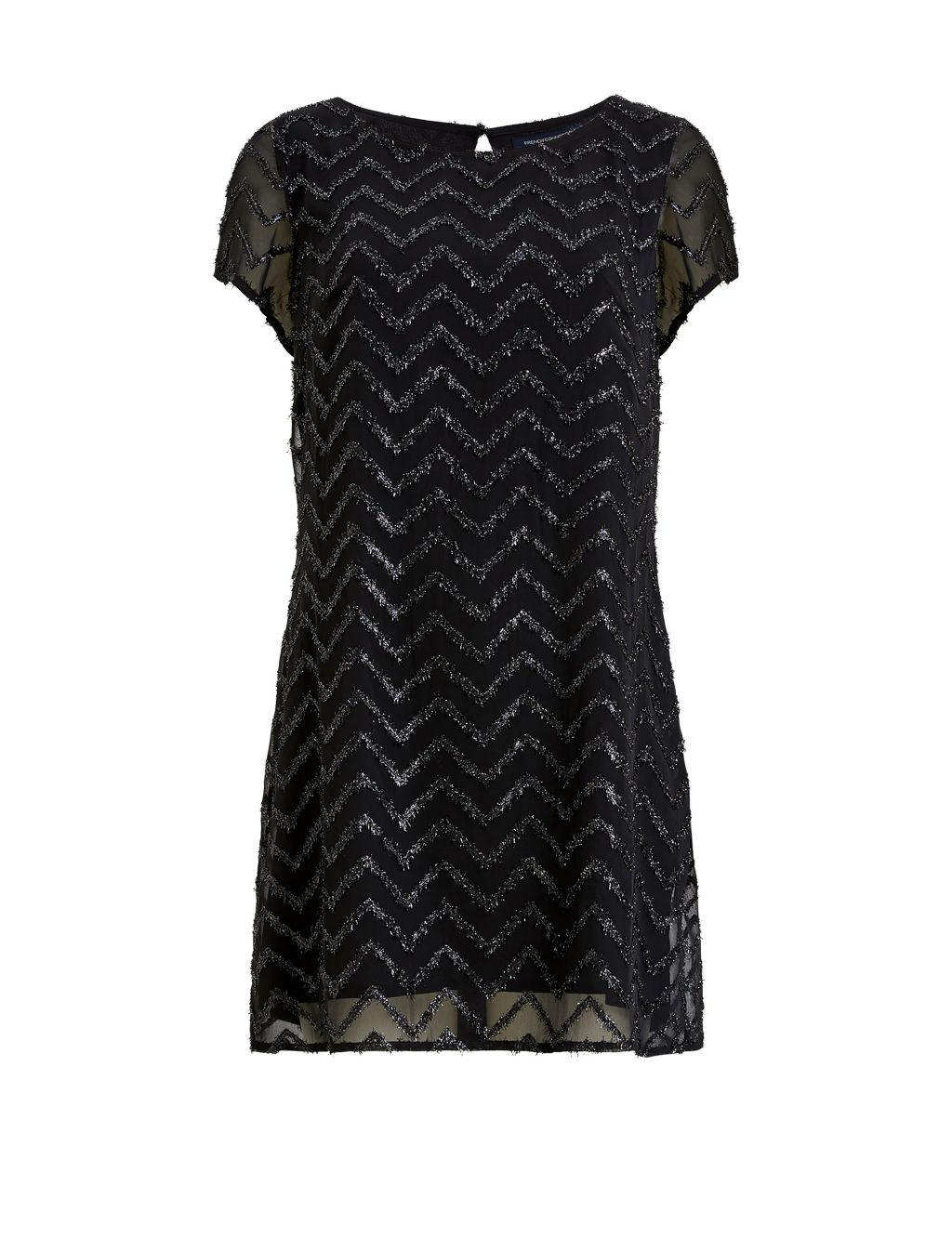 Sparkly Textured Round Neck Mini Shift Dress | French Connection | M&S