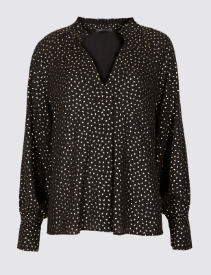 Sparkly V-Neck Long Sleeve Blouse Image 2 of 4