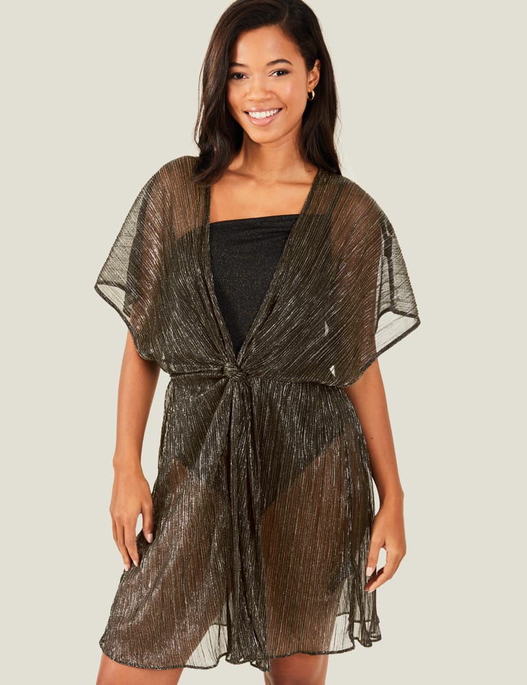 Sparkly V-Neck Mini Kaftan 1 of 4