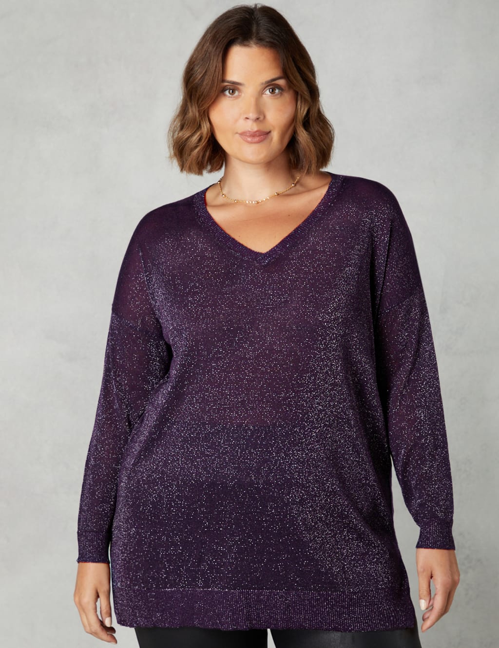 Asymmetrical Hem V-Neck Longline Jumper, M&S Collection