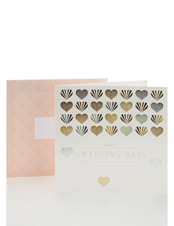 Special Couple Gold & Silver Hearts Wedding Card Image 1 of 2