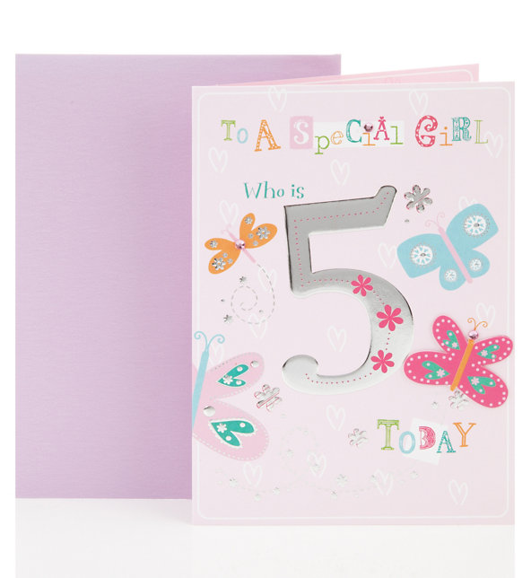 Special Girl Age 5 Birthday Greetings Card Image 1 of 2